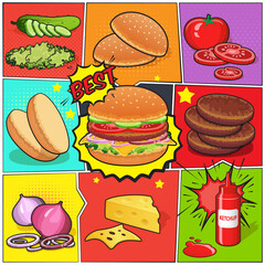 Canvas Print - Burger Comic Book Page