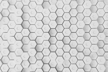Poster - White geometric hexagonal abstract background, 3d rendering