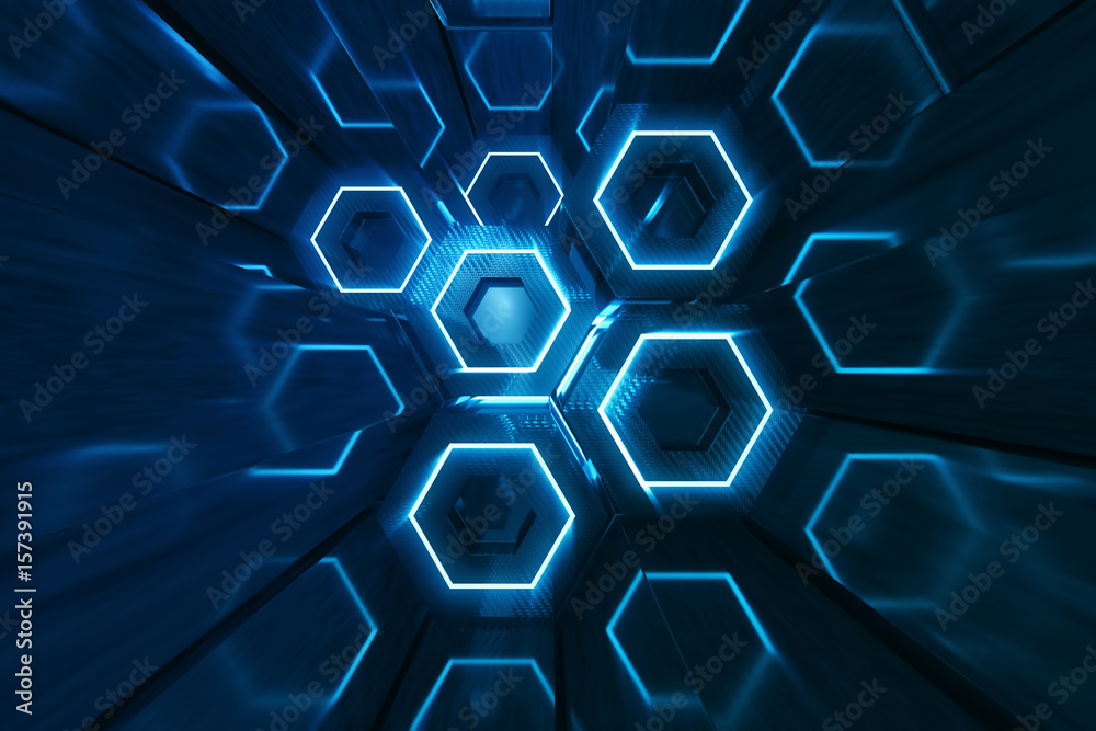 Abstract blue of futuristic surface hexagon pattern, hexagonal ...