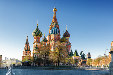 Morning view of St. Basil's Cathedral on Red Square, Moscow, Russia.