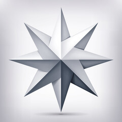 Poster - Volume eight-pointed twisted star, 3d object, geometry shape, mesh version, abstract vector 