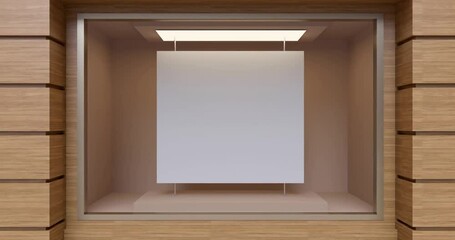 Wall Mural - 4k. storefront with a wooden facade. white promotional poster