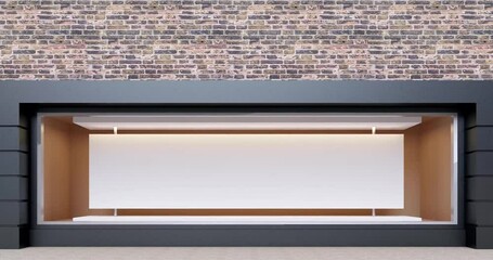 Wall Mural - 4k. empty storefront. brick wall on brick wall background. white promotional poster