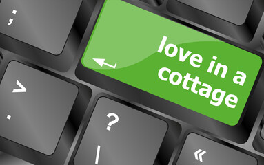 Poster - button keypad keyboard key with love in a cottage words