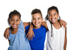 © Louis-Paul Photo - portrait of happy three black childrens, white background