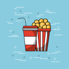 Canvas Print - pop corn and soda concept vector icon illustration design graphic