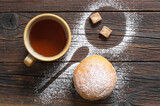 Fototapeta Mapy - Tea and doughnut