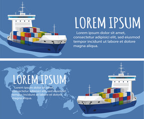 Poster - Commercial sea shipping flyer template set