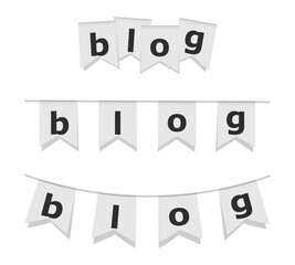 Wall Mural - blog word on a paper flag with shadow