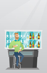 Wall Mural - Caucasian man sitting at the bar counter.