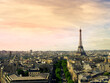Paris cityscape with Eiffel tower in twilight. view of Eiffel tower from Are de Triomphe