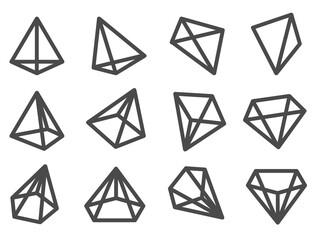 Wall Mural - Set sign of pyramid vector icon - object for logo business design