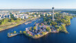 Top view of  the Tampere city on the lakehore
