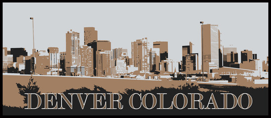 Mile High City Denver Colorado Downtown Skyline Graphic