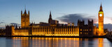 Fototapeta Londyn - Panorama of Big Ben and House of Parliament at River Thames International Landmark of London England United Kingdom at Dusk