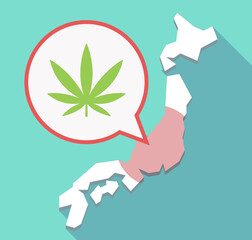 Wall Mural - long shadow japan map with a marijuana leaf