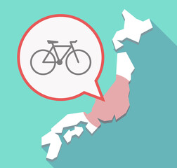 Sticker - Long shadow Japan map with a bicycle