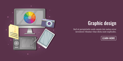 Poster - Graphic tools banner horizontal man, cartoon style