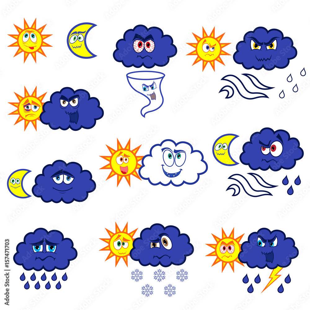 Weather Label Cartoon Weather Cartoon Symbols