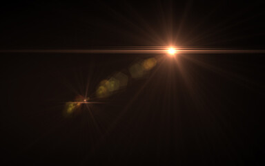 Wall Mural - lens flare light over black background horizontal