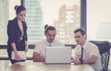 Wall Mural - business people talking about the term of their business relationship