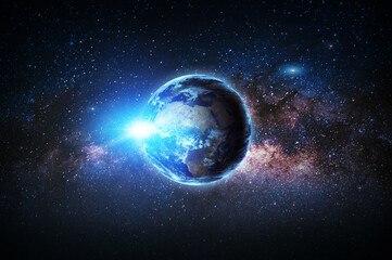 earth and galaxy. elements of this image furnished by nasa.