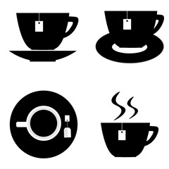 tea cups icon set