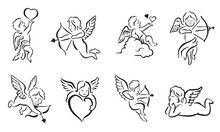 Romantic Black Cupid Tattoo Symbol