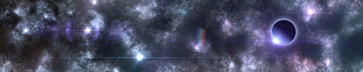 Wall Mural - Space landscape, panorama of space, star clusters, 3D rendering