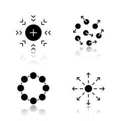 Sticker - Abstract symbols drop shadow black icons set