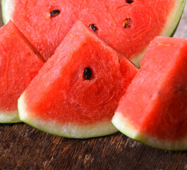 Poster - Water melon  on wooden table