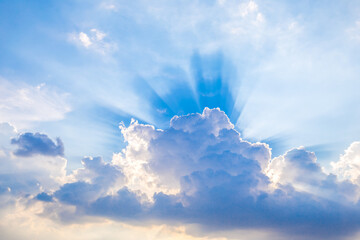 Wall Mural - Blue sky with clouds and sunlight reflection