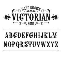 Hand Drawn Letters. Vector Alphabet In Victorian Style
