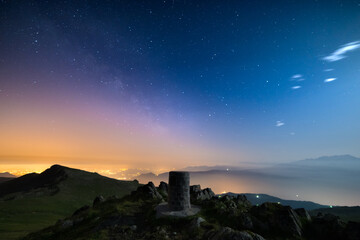 Wall Mural - the wonderful starry sky over torino (turin, italy) from the majestic mountain range of the italian 