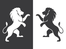 Two Heraldic Lions Rampant
