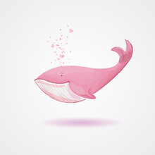 Pink Whale Cartoon Isolated