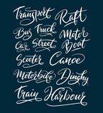 Transport and train hand written typography. Good use for logotype, symbol, cover label, product, brand, poster title or any graphic design you want. Easy to use or change color