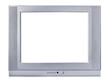 Silvery frame of a TV set on a white background