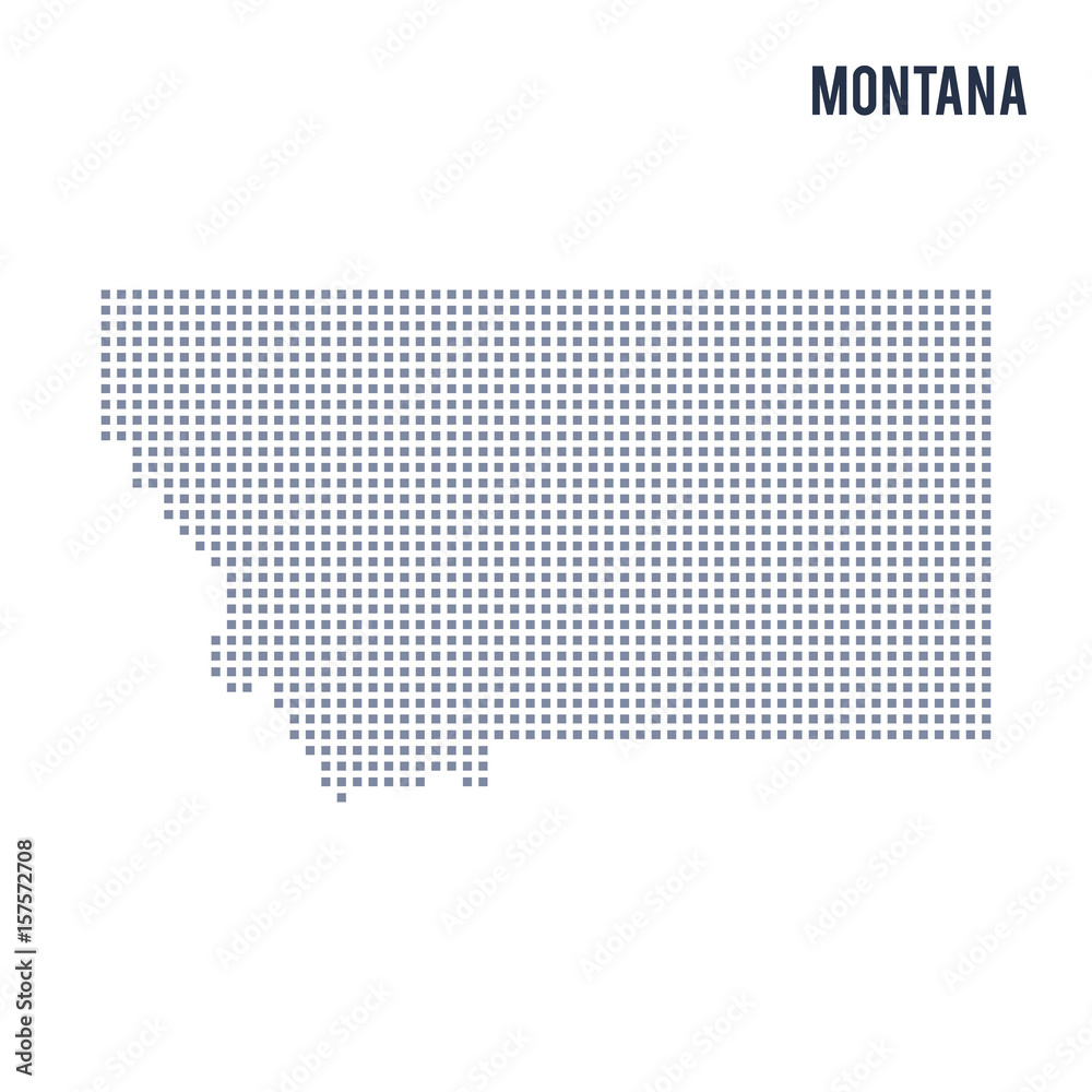 Vector pixel map State of Montana isolated on white background Stock ...