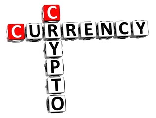 Poster - 3D Crossword Crypto Currency over white background.