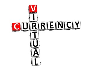 Poster - 3D Crossword Virtual Currency over white background.