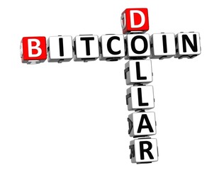 Poster - 3D Crossword Bitcoin Dollar over white background.