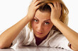© zwiebackesser - Portrait of exhausted and tired business woman in the office (Depression, sadness, problems, difficulties concept)