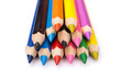Colorful crayons on a white background
