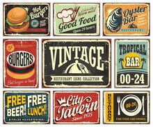 Vintage Restaurant And Cafe Bar Signs Collection