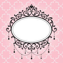 Chandelier Vintage Frames Design On Pink Pattern Background