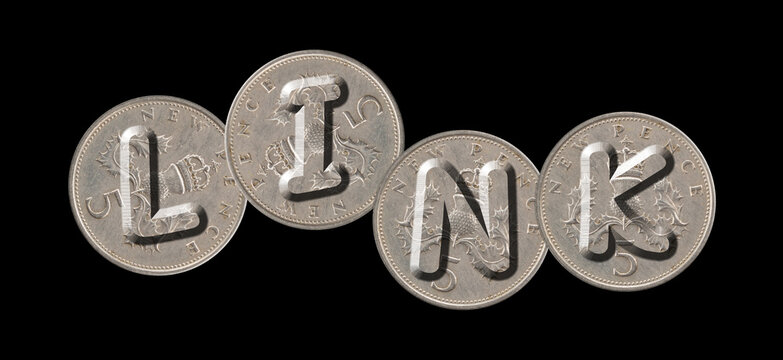 LINK – Coins on black background