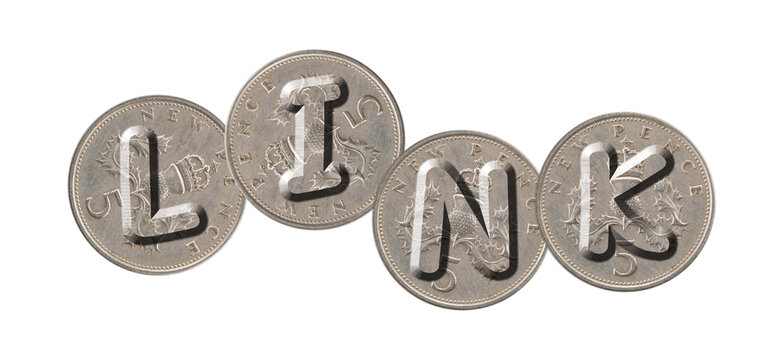LINK – Coins on white background