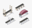 © AlexZel - The bridge skyway of urban infrastructure is isometric for games, applications of inspiration and creativity. City transport organization objects in 3D dimensional form