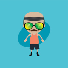 funny flat casual cartoon guy in color vector art